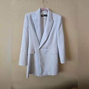 Zara Womens Elegant Light Blue Blazer